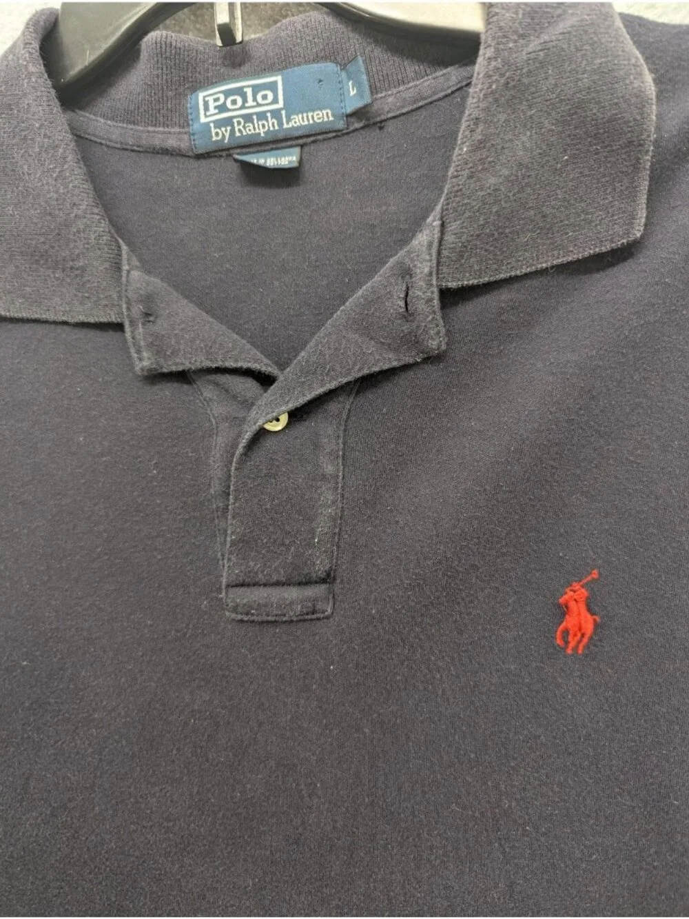 Polo Ralph Lauren Polo Shirt Mens Large Blue Solid Cotton Classic Casual Pony